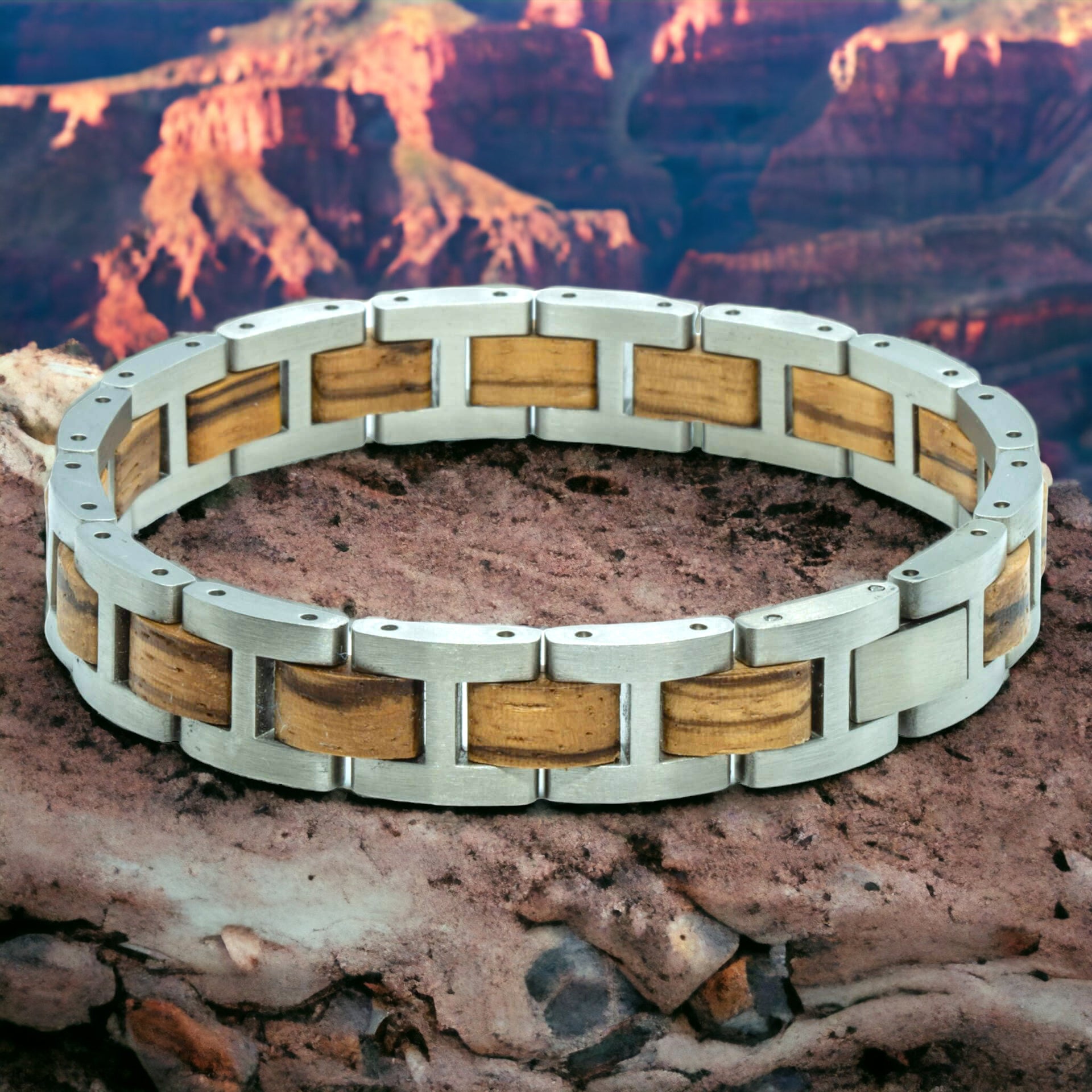 Edelstahl-Holzarmband – Grand Canyon