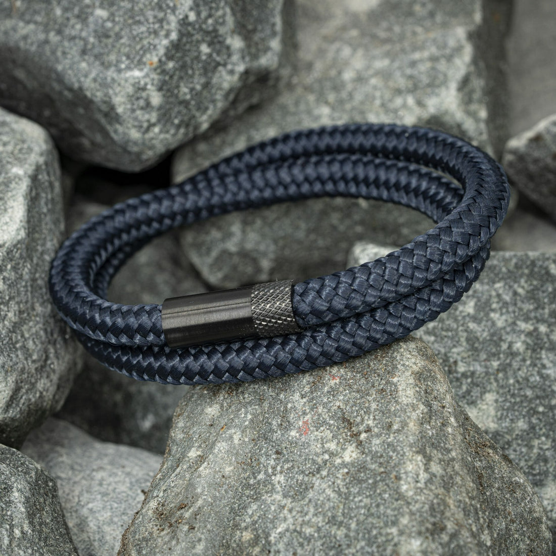 Elite armband zwart - Marineblauw touw