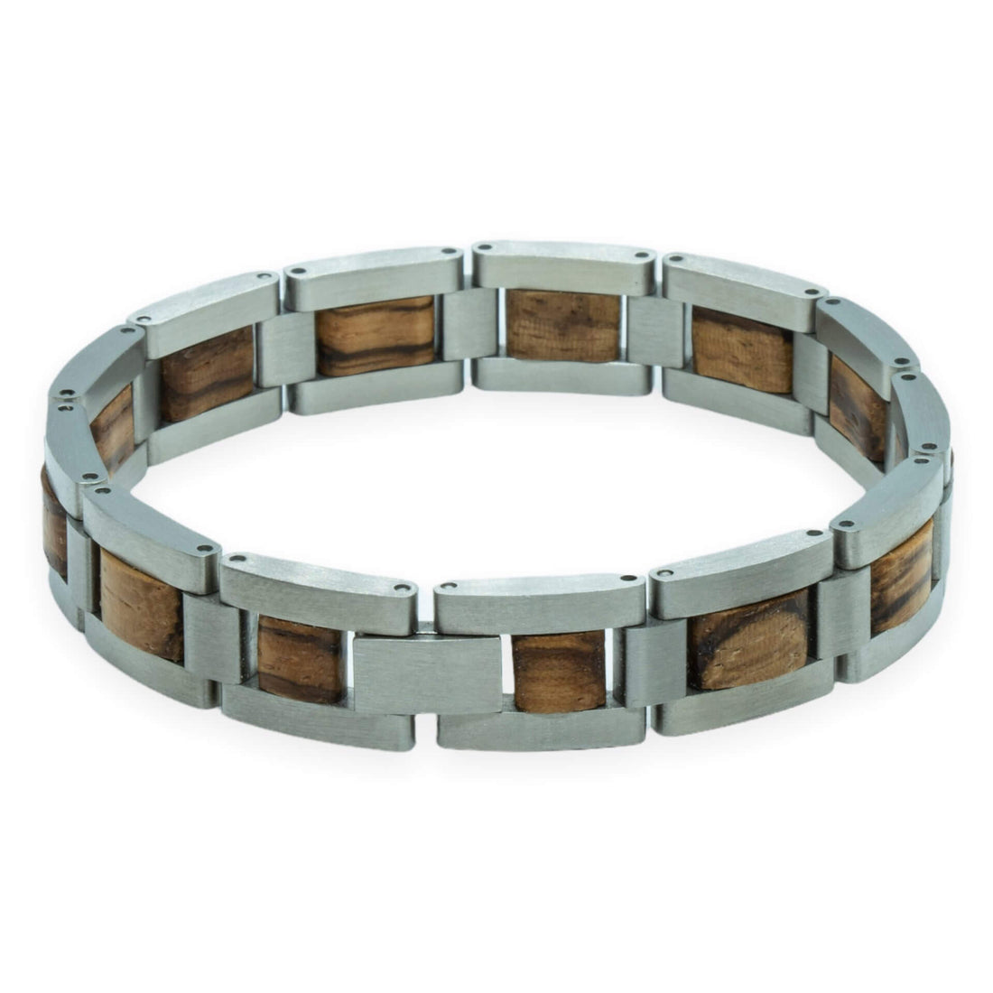 Ama Dablam (Icy Zebrano + Stainless Steel) - Wooden bracelet