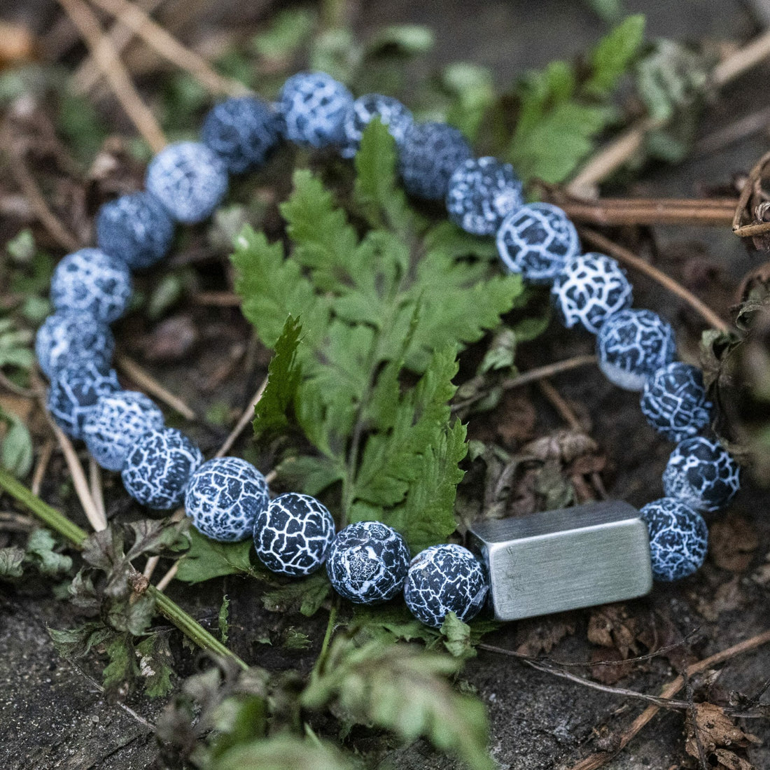 Deep blue Agate - Beaded Bracelet