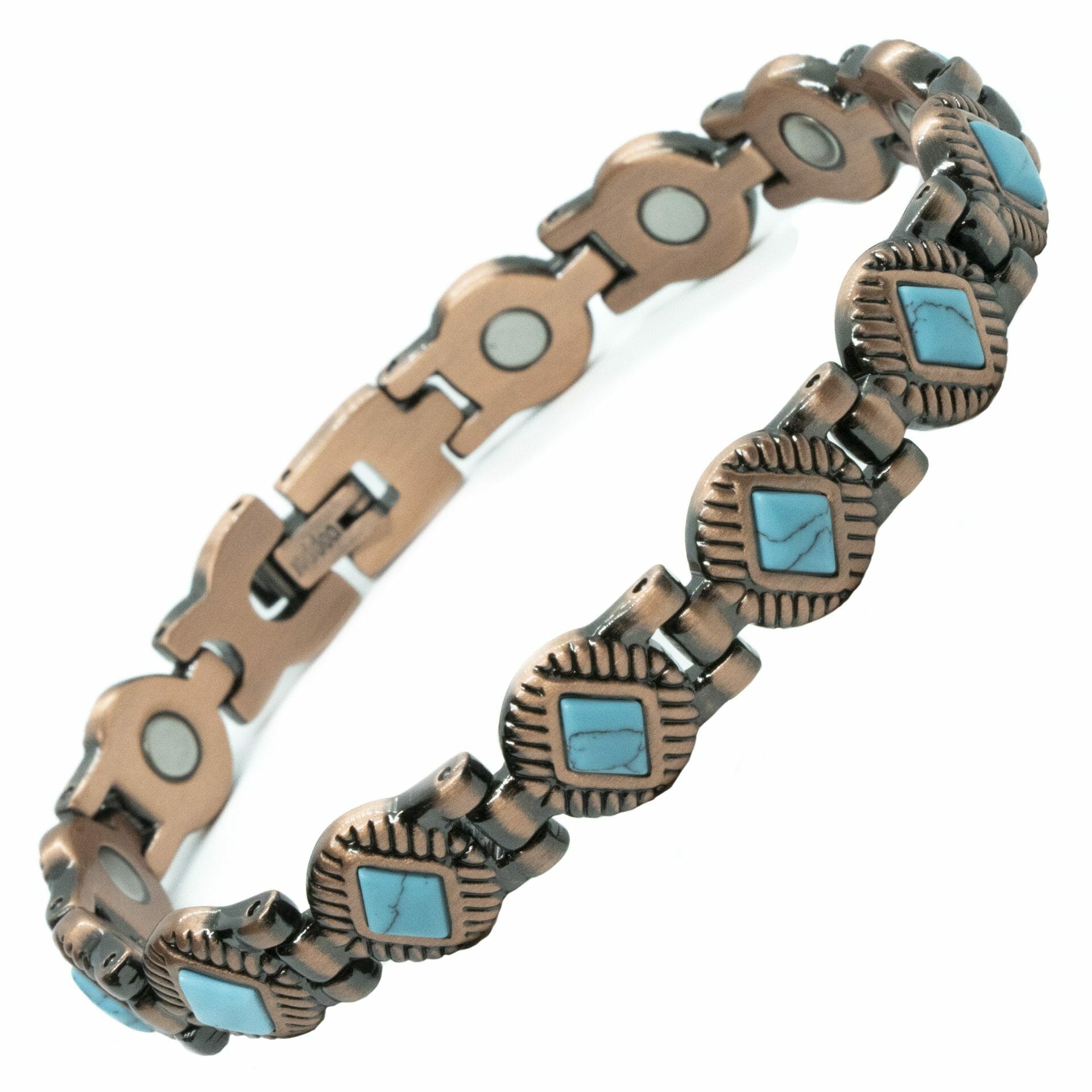 Copper ladies magnet bracelet + Turquoise gemstones