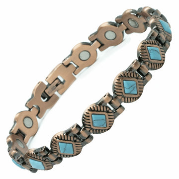 Copper ladies magnet bracelet + Turquoise gemstones