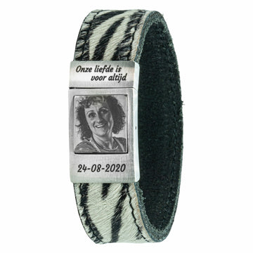 Zebra-Fotoarmband aus Leder mit Ihrem eigenen Foto
