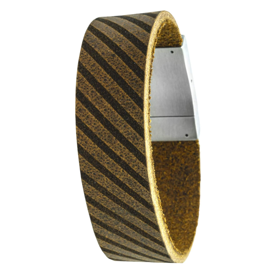 Fingerabdruck-Armband aus italienischem Leder – Gestreifte Edition