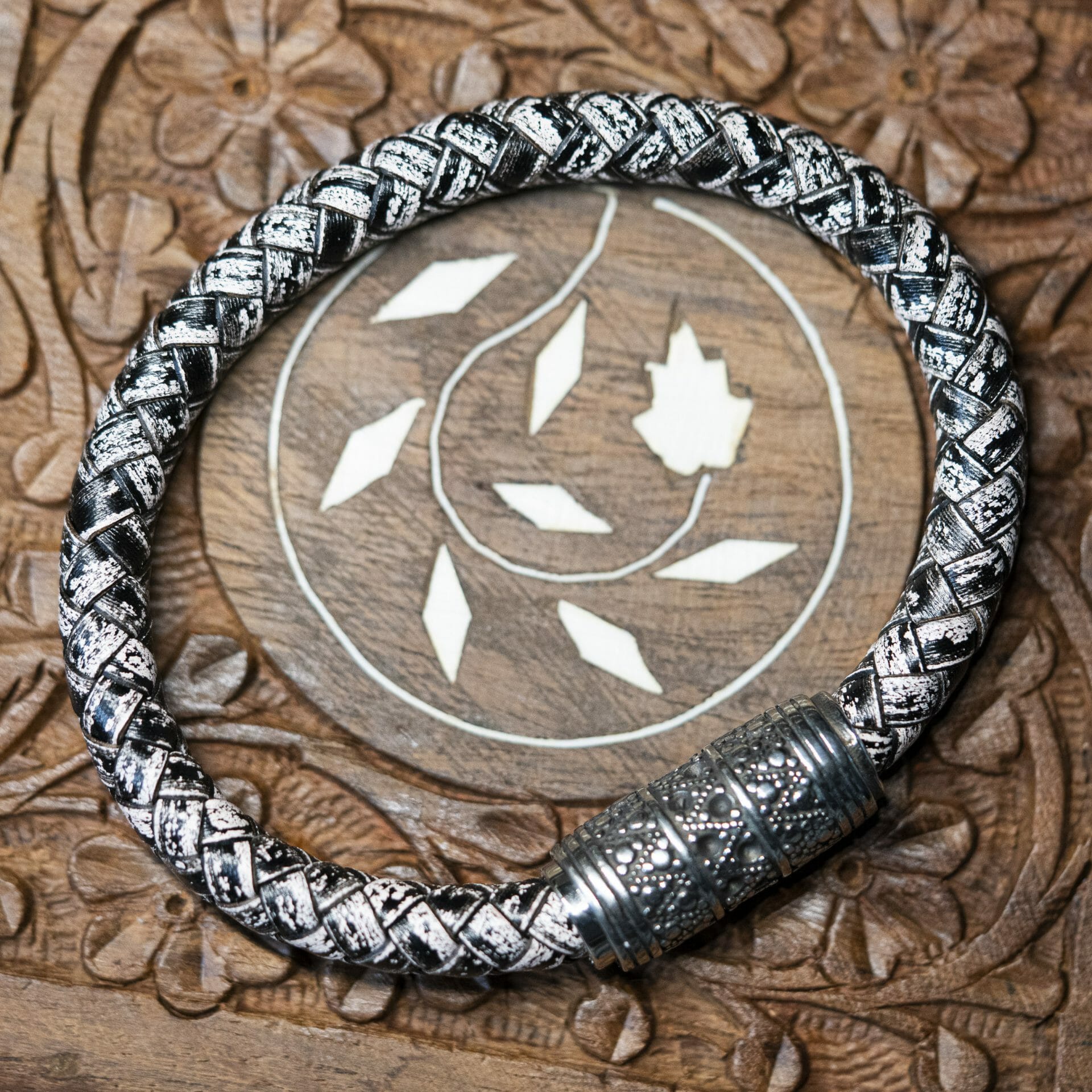 'Viking Queen' woven white leather bracelet